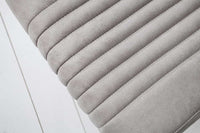 BIG ASTON Moderner Freischwinger Armlehnenstuhl stone grau Federkern Edelstahl