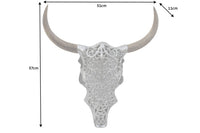 Extravagante Wanddekoration EXOTIC BULL 57cm silber Mangoholz Stierkopf