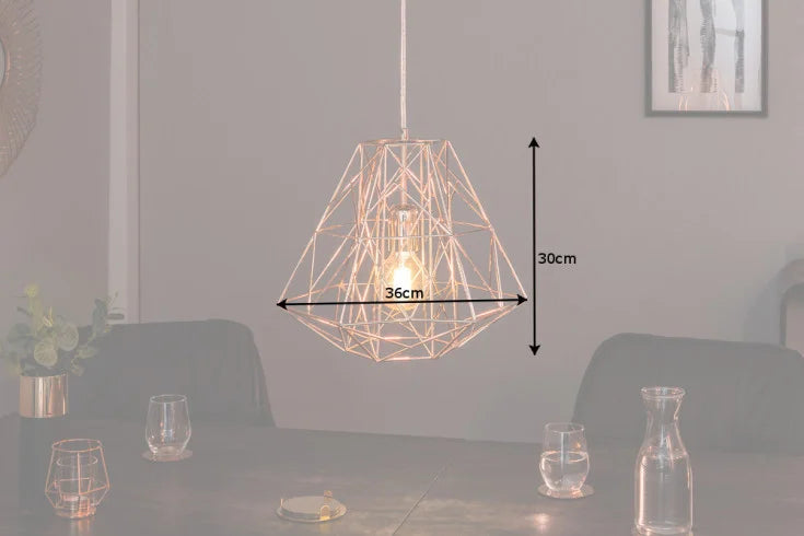 CAGE S Filigree hanging light rose gold industrial design