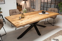 GALAXIE Solid industrial dining table mango wood star-shaped frame