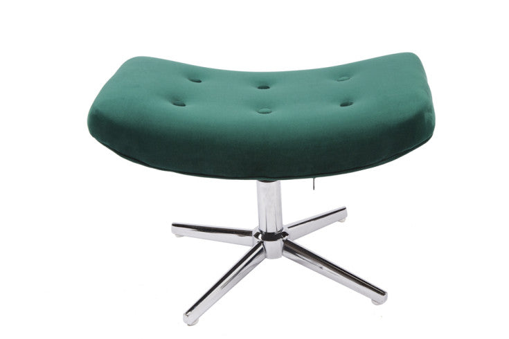 MR. LOUNGER Eleganter Hocker grau Samt mit Chromgestell