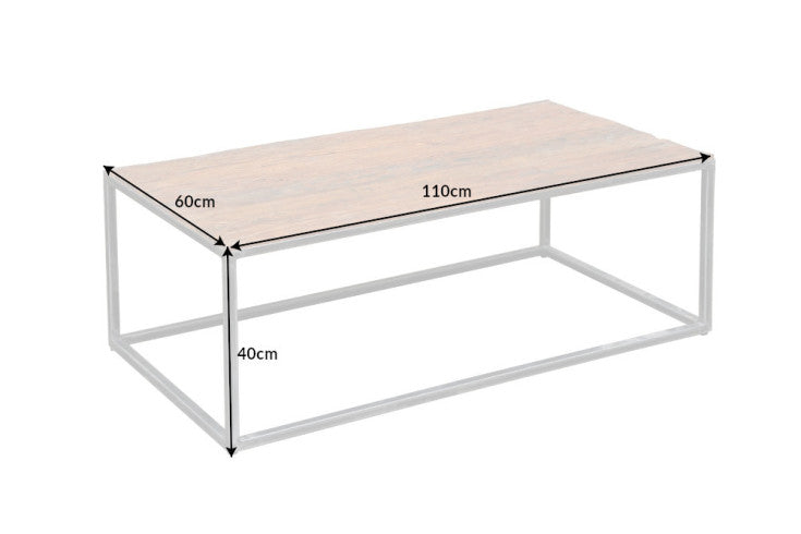 Industrial Couchtisch BARRACUDA 110cm recyceltes Holz geflexte Beine Massivholz Metallgestell