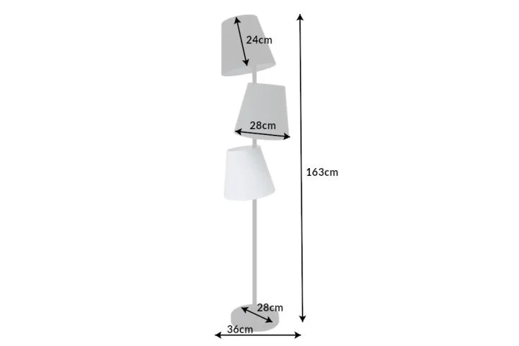 LEVELS Design Stehlampe 163cm schwarz grau mit 3 Leinenschirmen