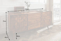 MYSTIC LIVING Massives Sideboard 145cm Sheesham natur 3D Oberfläche Massivholz