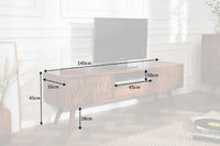 MYSTIC LIVING Massives TV-Board 140cm Sheesham natur 3D Oberfläche Massivholz