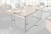 FIRE &amp; EARTH Solid dining table 200cm Sheesham wood gray smoke finish unique grain