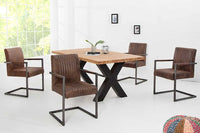 BIG ASTON Moderner Freischwinger Armlehnenstuhl Federkern Eisengestell