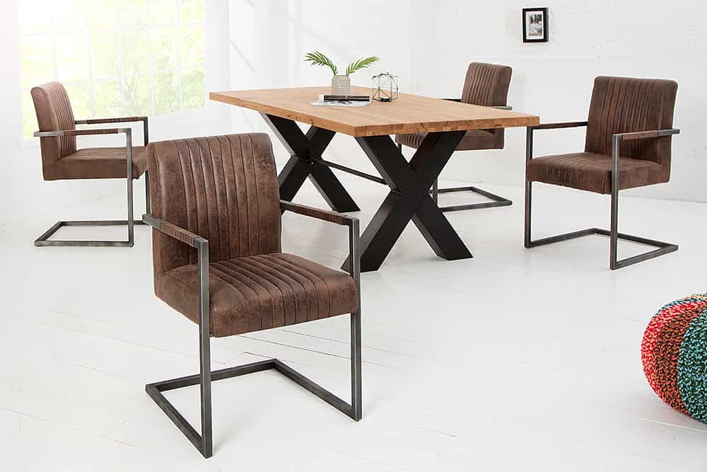 BIG ASTON Moderner Freischwinger Armlehnenstuhl Federkern Eisengestell