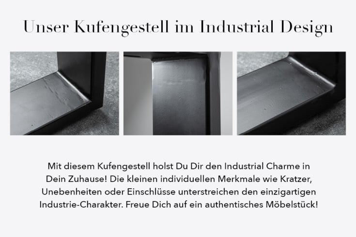 IRON CRAFT Massivholz Couchtisch 100cm Sheesham stone finish Industrial Design