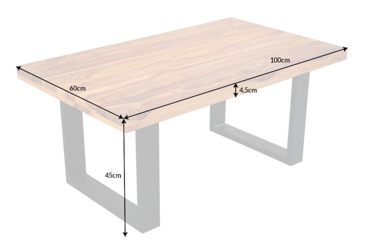 IRON CRAFT Massivholz Couchtisch 100cm Sheesham stone finish Industrial Design