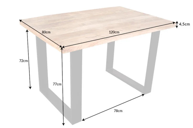 IRON CRAFT Massiver Esstisch 120cm Mangoholz schwarzes Eisengestell Kufe Industrial Design