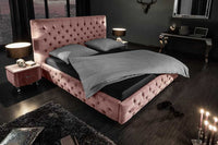 Queensize Doppelbett PARIS 160x200cm altrosa Samt Chesterfield Design