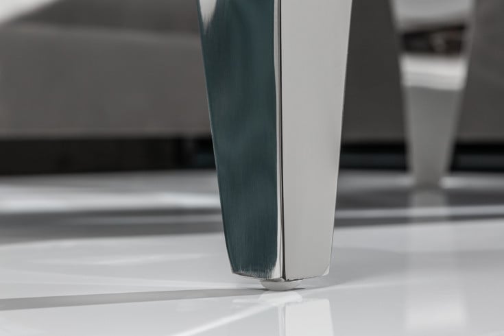 MODERN BAROCK Eleganter Couchtisch 100cm Glasplatte in Marmoroptik Edelstahlbeine