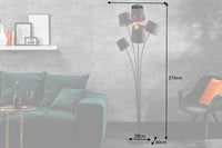 LEVELS Design Stehlampe 176cm mit 5 Leinenschirmen schwarz gold Stehleuchte