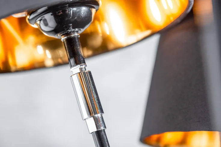 LEVELS Design Stehlampe 176cm mit 5 Leinenschirmen schwarz gold Stehleuchte