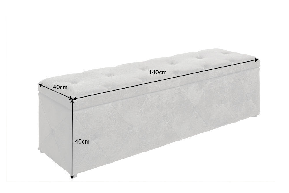 Chesterfield Bettbank EXTRAVAGANCIA 140cm grau Samt mit Stauraum