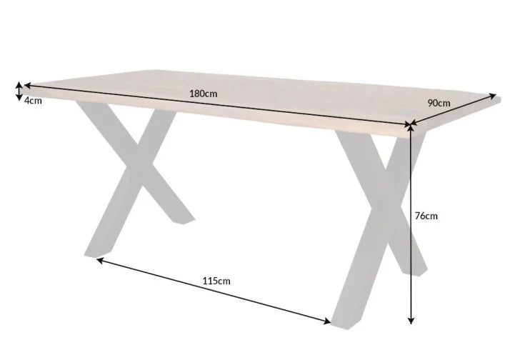 AMAZONAS solid tree edge dining table brown sheesham with X-frame