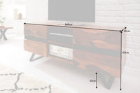 AMAZONAS Massives TV-Lowboard 160cm braun Sheeshamholz mit Baumkante