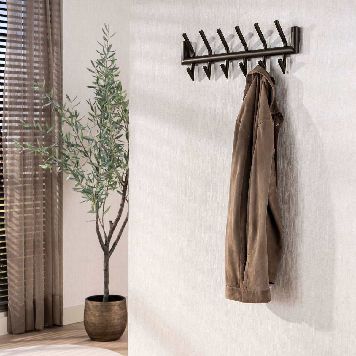 Garderobe Tubo 2x6 Haken / Drift brown