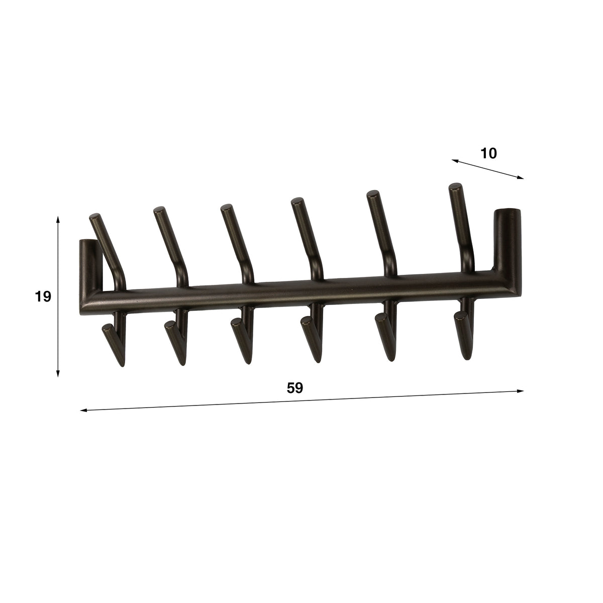 Garderobe Tubo 2x6 Haken / Drift brown