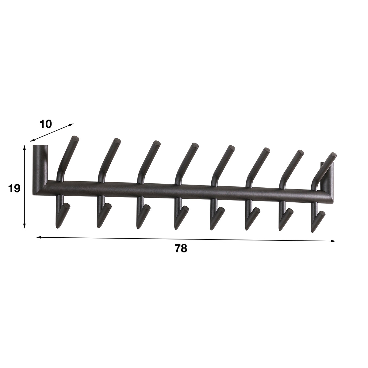 Garderobe Tubo 2x8 Haken / Matt dunkelgrau