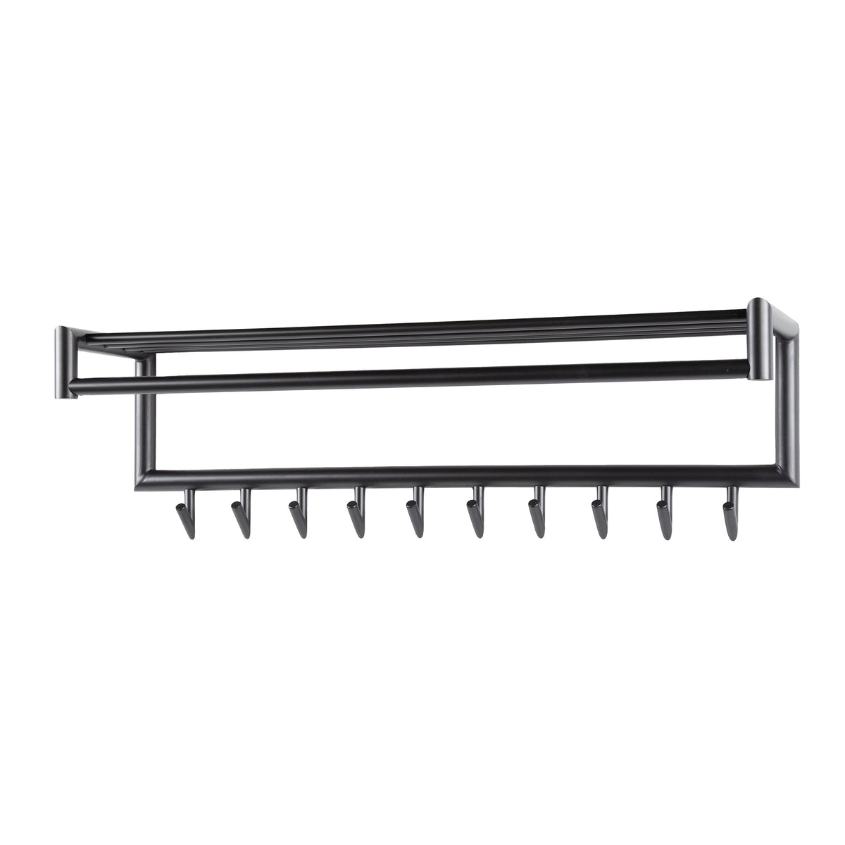 Garderobe Tubo Kleiderstange und Hutablage 10 Haken / Matt dunkelgrau