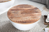 INDUSTRIAL STORAGE Upcycling Design Couchtisch 70cm weiß Mangoholz handmade