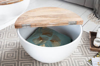 INDUSTRIAL STORAGE Upcycling Design Couchtisch 70cm weiß Mangoholz handmade