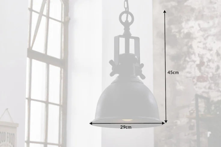 Riess Ambiente Hängelampe INDUSTRIAL – 45 Cm Schwarz, Pendelleuchte Im Industrie-Design, Höhenverstellbar