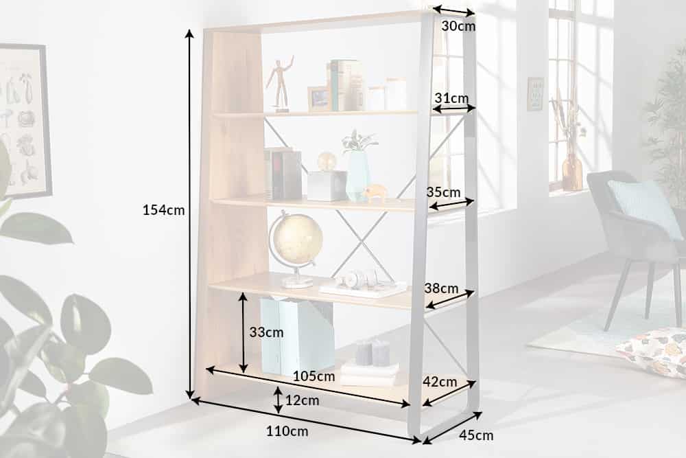 STUDIO Industrial Regal 154cm Eichenoptik Metallgestell Bücherregal