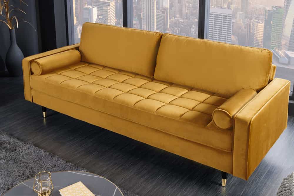 Design 3-Sitzer Sofa COZY VELVET 220cm Samt Federkern Lounge