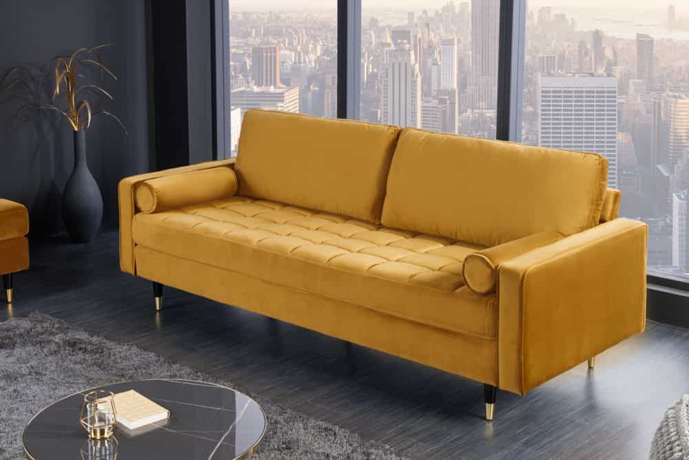 Design 3-Sitzer Sofa COZY VELVET 220cm Samt Federkern Lounge