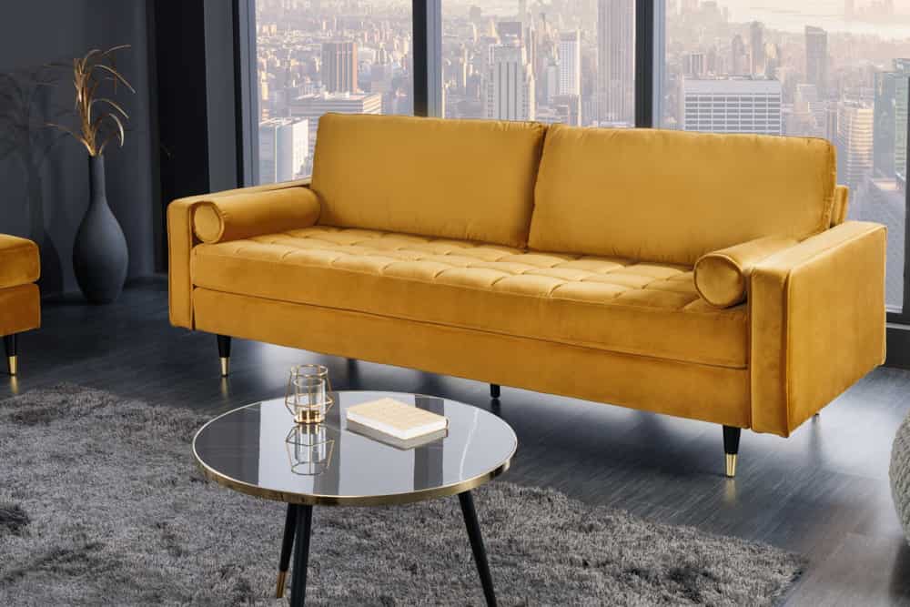 Design 3-Sitzer Sofa COZY VELVET 220cm Samt Federkern Lounge