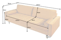 Design 3-Sitzer Sofa COZY VELVET 220cm Samt Federkern Lounge