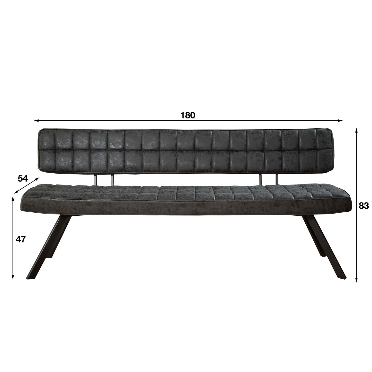 Esszimmerbank 180cm / Wax PU schwarz