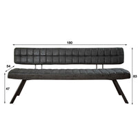 Esszimmerbank 180cm / Wax PU schwarz