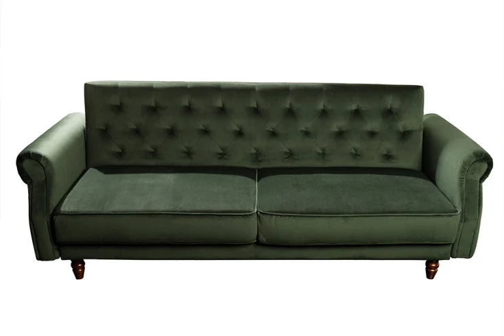 MAISON BELLE AFFAIRE Chesterfield 3er Sofa 220cm Strukturstoff mit Schlaffunktion