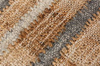 AZTECA Handgewebter Teppich 230x160cm beige grau aus Hanf und Wolle geometrische Muster