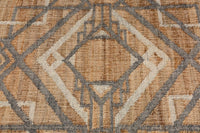 AZTECA Handgewebter Teppich 230x160cm beige grau aus Hanf und Wolle geometrische Muster