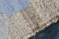 ORGANIC Handgewebter Teppich 230x160cm blau beige aus Hanf und Wolle geometrisches Muster