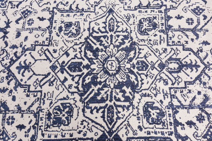 OLD MARRAKESCH Orientalischer Teppich 230x160cm Beige-Blau Used Look