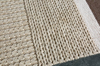 INKA Handgewebter Teppich 230x160cm braun beige gestreift aus Hanf und Wolle