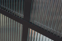 DURA STEEL Industrial Vitrine 180cm schwarz Metall Riffelglas Highboard