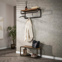 Garderobe Luno Kleiderstange und Hutablage 8 Haken / Drift brown