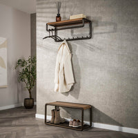 Garderobe Luno Kleiderstange und Hutablage 8 Haken / Drift brown
