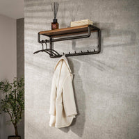 Garderobe Luno Kleiderstange und Hutablage 8 Haken / Drift brown