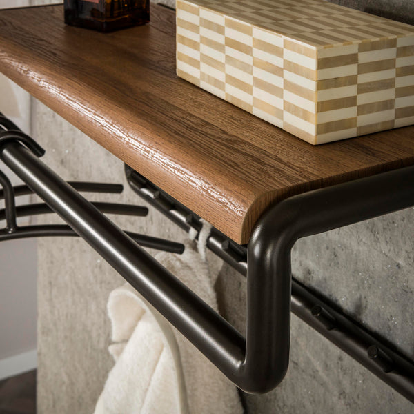 Garderobe Luno Kleiderstange und Hutablage 8 Haken / Drift brown