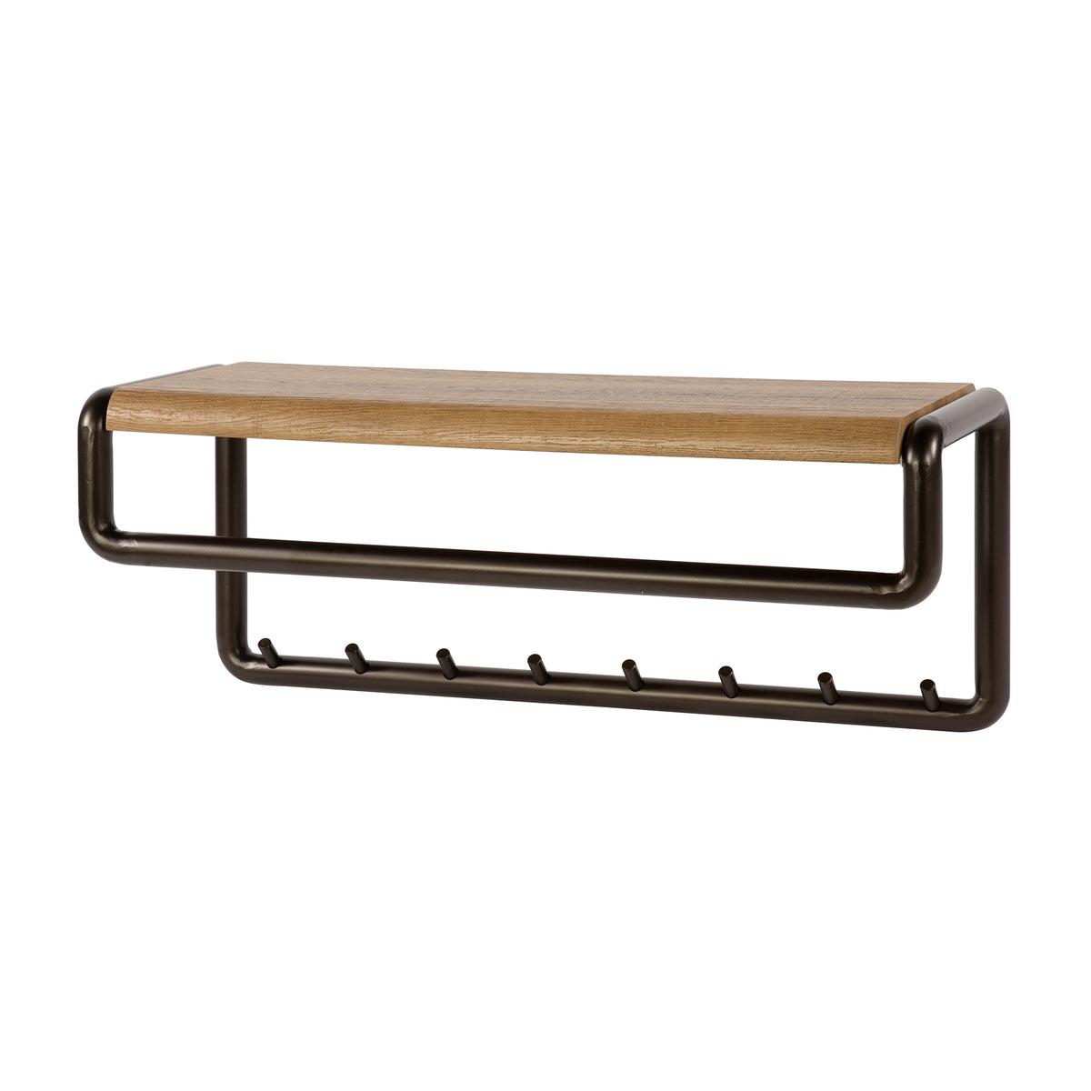Garderobe Luno Kleiderstange und Hutablage 8 Haken / Drift brown