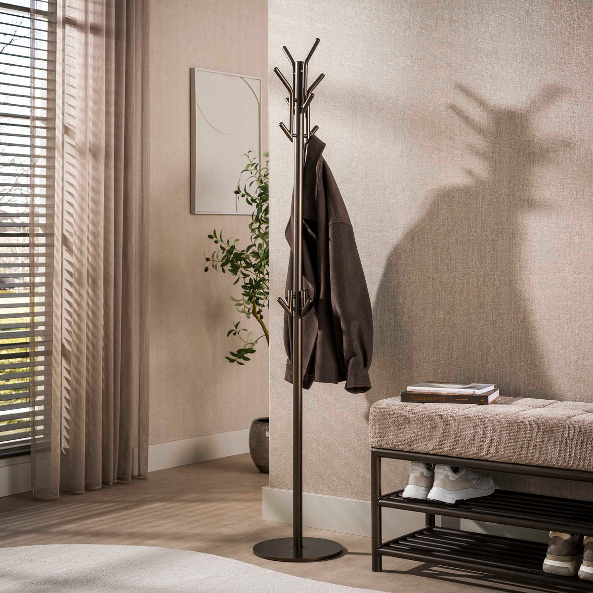 TREE NATURE Solid coat rack 170cm natural wood clothes rack