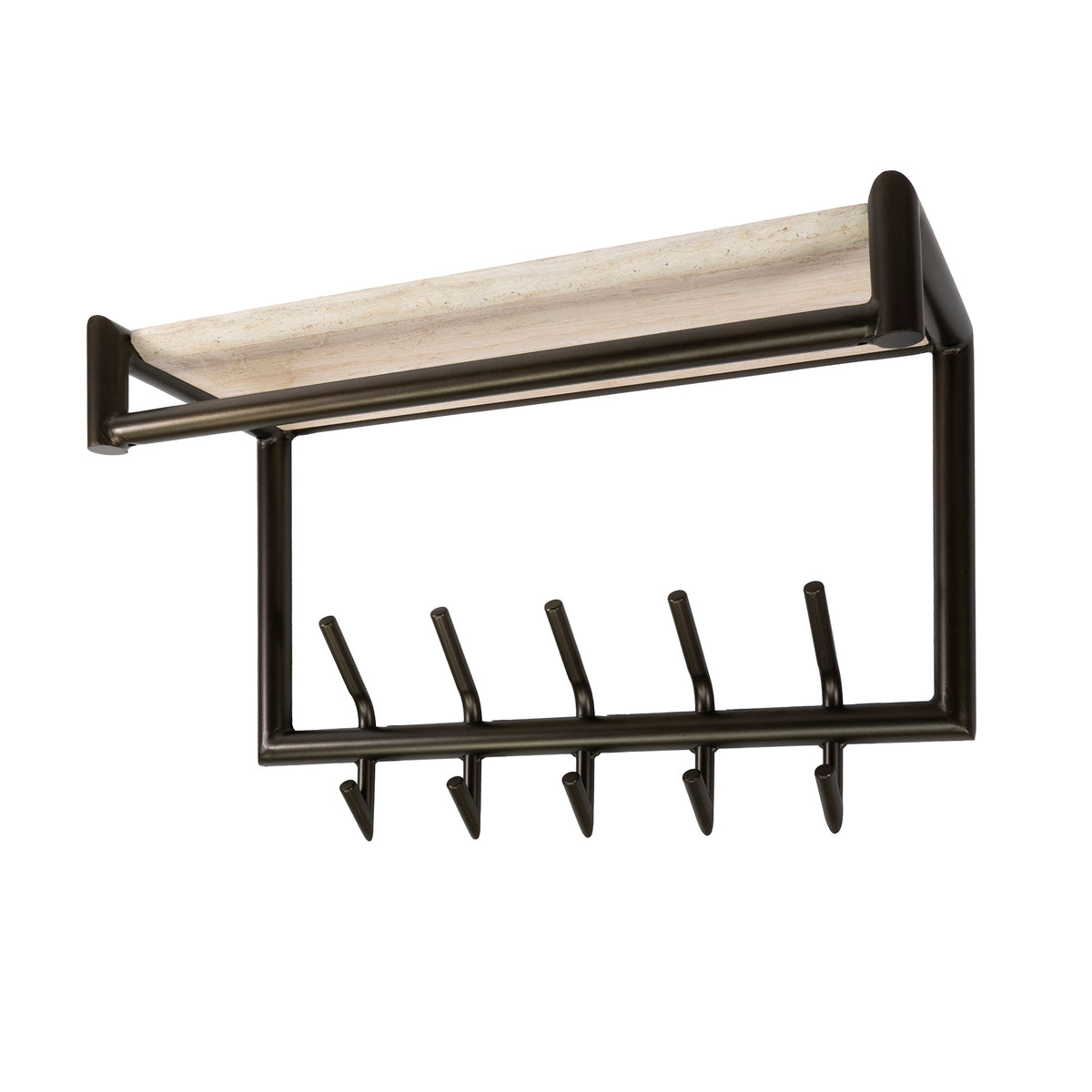Garderobe Terra Kleiderstange und Hutablage Haken / Melamin Travertin